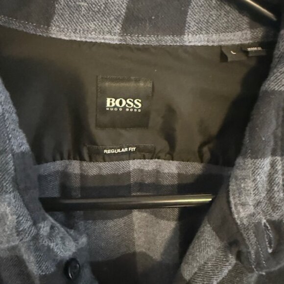 Hugo Boss Flannel Grey Checkered Button-Down - Picture 3 of 4